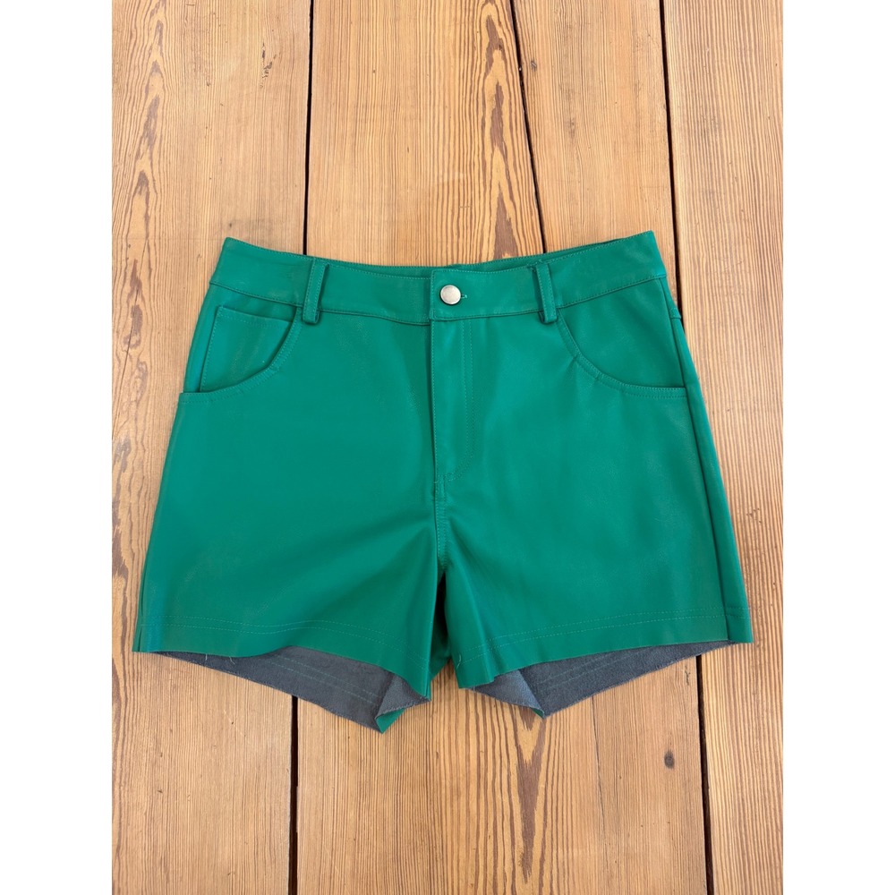 Fate Womens Kelly Green‎ Faux Leather High Waisted Shorts Size S FP8568 Vegan